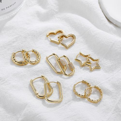 Brass Drop Earring  & for woman, golden [