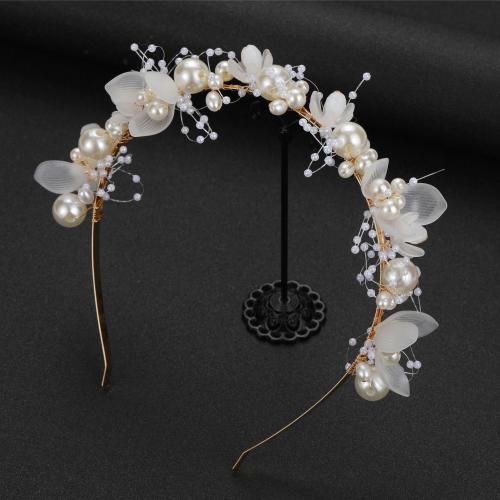 Hair Bands, Iron, with Plastic Pearl, fashion jewelry & for woman diameter 130mm, perimeter 450mm 