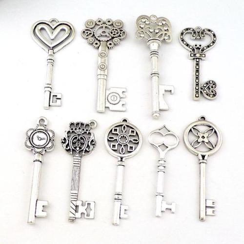 Zinc Alloy Key Pendants, antique silver color plated, DIY Approx [