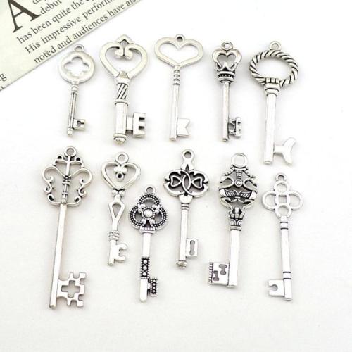 Zinc Alloy Key Pendants, antique silver color plated, DIY Approx [