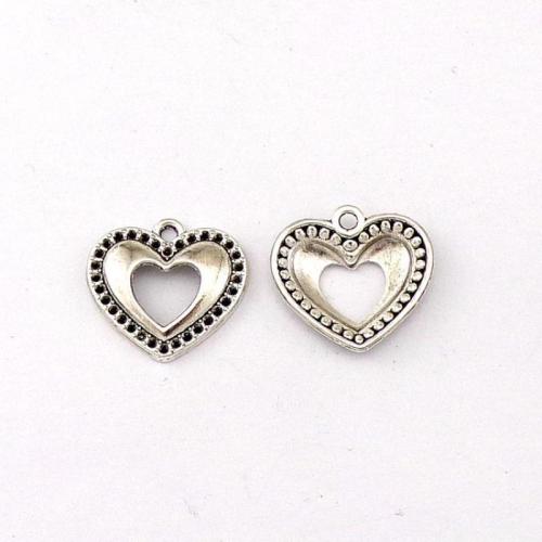 Zinc Alloy Heart Pendants, antique silver color plated, DIY Approx [