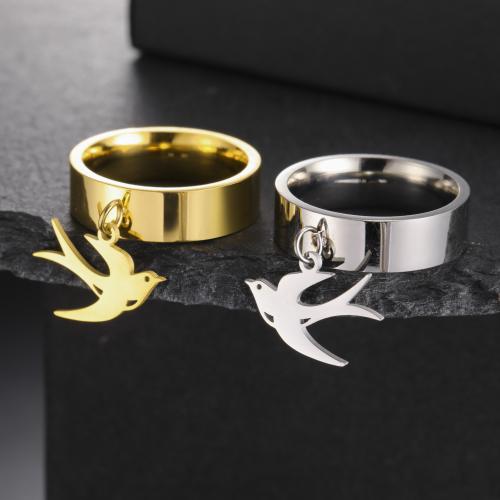 Titanium Steel Finger Ring, swallow, plated & for woman 