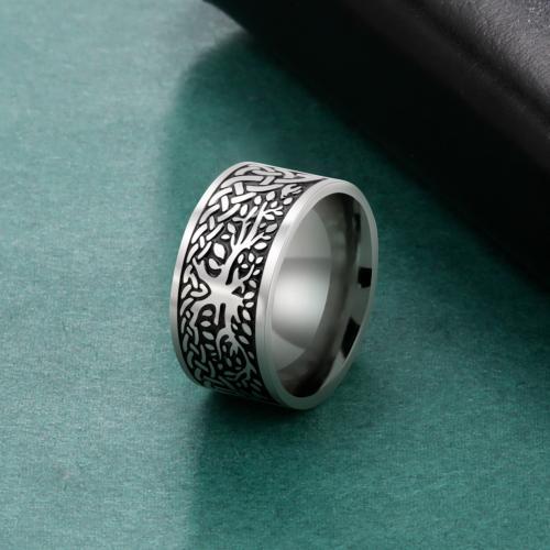 Titanium Steel Finger Ring, silver color plated & for man 