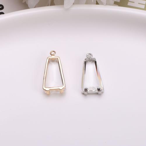 Crystal Brass Pendants, with Crystal, Trapezium, plated, DIY 