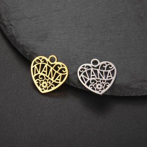 Stainless Steel Heart Pendants, 304 Stainless Steel, plated, DIY 