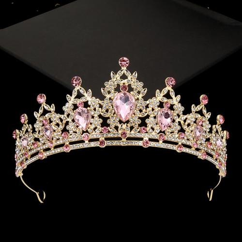 Couronne impériale de mariée, alliage de zinc, bijoux de mode & pour femme & avec strass, plus de couleurs à choisir, height 55mm, diameter 150mm, Vendu par PC[