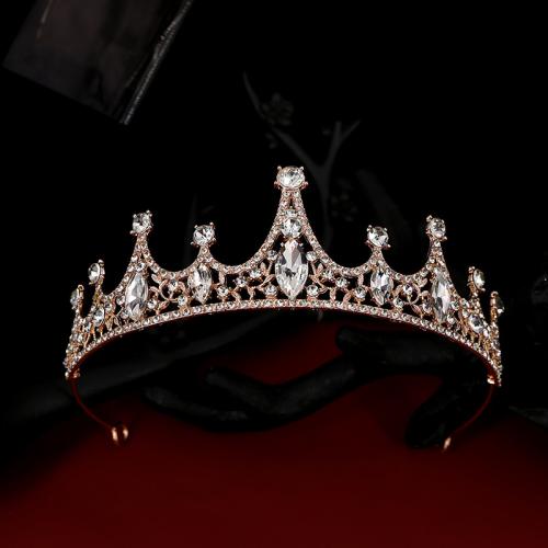 Couronne impériale de mariée, alliage de zinc, bijoux de mode & pour femme & avec strass, plus de couleurs à choisir, Vendu par PC[