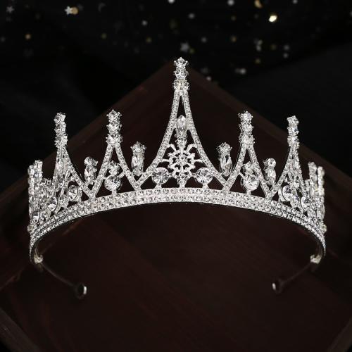 Couronne impériale de mariée, alliage de zinc, bijoux de mode & pour femme & avec strass, argent, Vendu par PC[