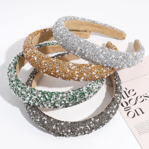 Hair Bands, Cloth, with Rhinestone & Plastic Pearl, fashion jewelry & for woman 