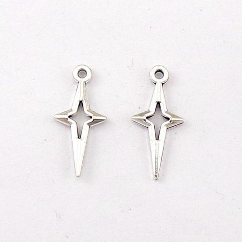 Zinc Alloy Star Pendant, antique silver color plated, DIY Approx [