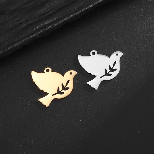 Stainless Steel Animal Pendants, 304 Stainless Steel, Pigeon, Vacuum Ion Plating, DIY 