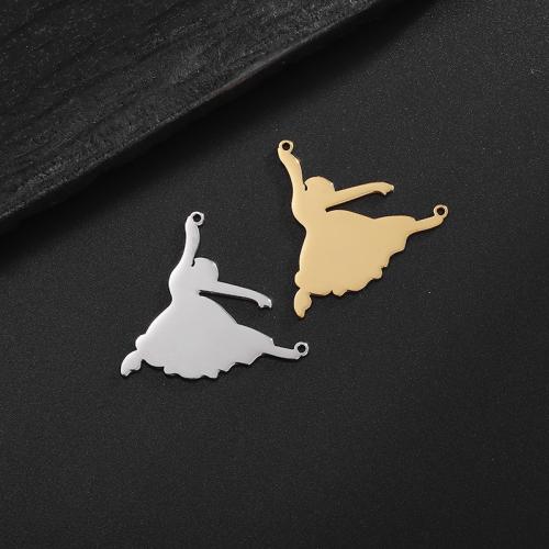 Stainless Steel Pendants, 304 Stainless Steel, Dancing Girl, Vacuum Ion Plating, DIY 