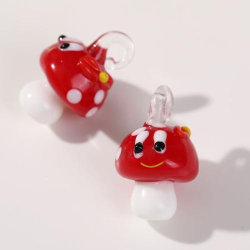 Lampwork Beads, mushroom, hand drawing, DIY & enamel, red Approx 