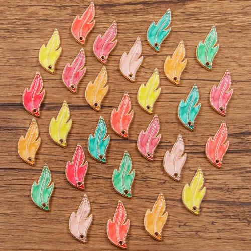 Zinc Alloy Enamel Pendants, Leaf, gold color plated, DIY [