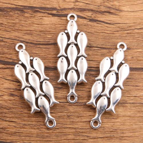 Zinc Alloy Charm Connector, Fish, antique silver color plated, DIY & 1/1 loop 