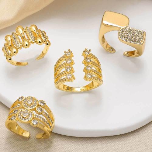 Cubic Zirconia Micro Pave Brass Finger Ring, gold color plated, fashion jewelry & micro pave cubic zirconia, golden 