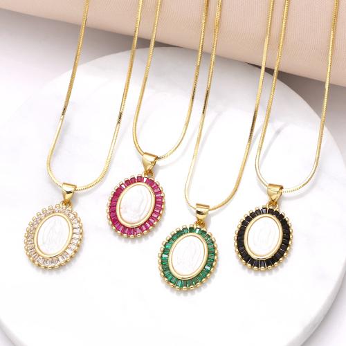 Cúbicos circón Collar de latón Micro pavimenta, metal, chapado en color dorado, Joyería & micro arcilla de zirconia cúbica, más colores para la opción, longitud:48 cm, Vendido por UD