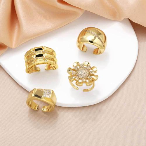 Cubic Zirconia Micro Pave Brass Finger Ring, gold color plated, fashion jewelry & micro pave cubic zirconia, golden 