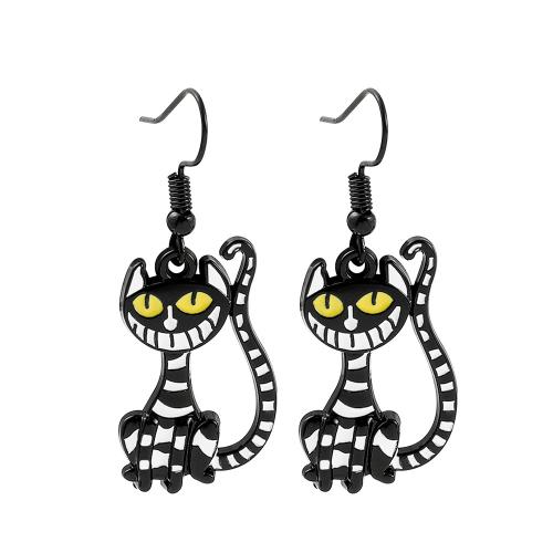 Zinc Alloy Drop Earring, plated, Halloween Jewelry Gift & for woman & enamel, black 