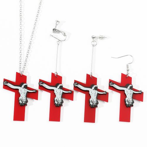 Zinc Alloy Jewelry Set, plated, Halloween Jewelry Gift & for woman, red 