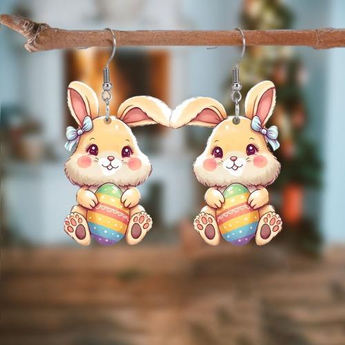 Acrylic Drop Earring, Rabbit, for woman, mixed colors 