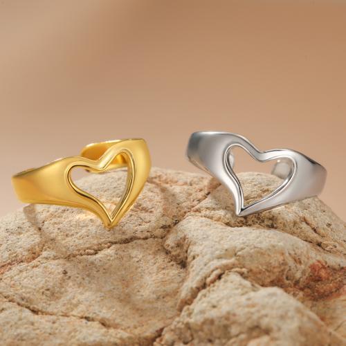 Edelstahl Fingerring, 304 Edelstahl, Herz, plattiert, Einstellbar & unisex, keine, verkauft von PC