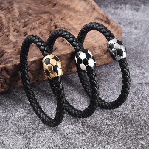 bracelet de cordon en PU , Acier inoxydable 316, avec cuir PU, Placage ionique sous vide, unisexe & normes différentes pour le choix, plus de couleurs à choisir, Vendu par PC