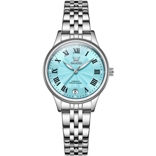 Zinc Alloy Watch Bracelet, with Glass & 304 Stainless Steel, Round, plated, Life water resistant & Chinese movement & with single calendar & for woman [