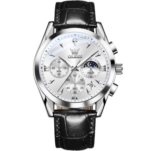 Zinc Alloy Watch Bracelet, with Leather & Glass & 304 Stainless Steel, Round, Vacuum Ion Plating, Life water resistant & with single calendar & for man & luminated 