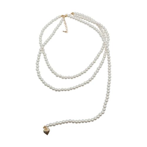 Collier de perles en plastique, perle de plastique, avec alliage de zinc, avec 5cm chaînes de rallonge, bijoux de mode & pour femme, blanc cm, 41 cm, 45 cm, Vendu par PC