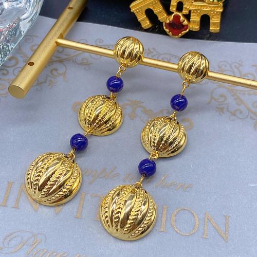 Brass Drop Earring, with Lampwork, fashion jewelry & for woman, golden [