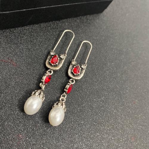 Boucle d'oreille en goutte de laiton, avec cristal & perle de plastique, bijoux de mode & pour femme, plus de couleurs à choisir Vendu par paire[