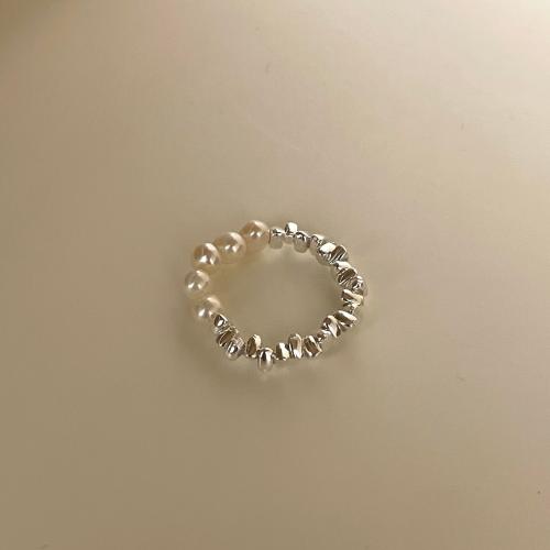 perla anillo de dedo de plata, Plata de ley 925, con Perlas cultivadas de agua dulce, Joyería & para mujer, tamaño:7, Vendido por UD[