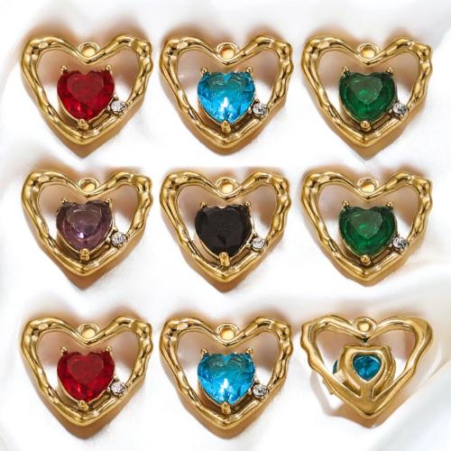 Stainless Steel Heart Pendants, 304 Stainless Steel, DIY & with rhinestone 