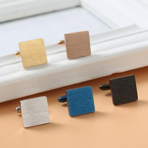 Stainless Steel Cufflink, 304 Stainless Steel, Square, Unisex & brushed 16mm 