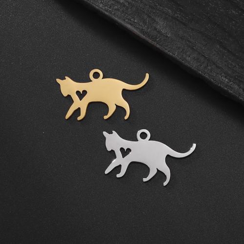 Stainless Steel Animal Pendants, 304 Stainless Steel, Cat, Vacuum Ion Plating, DIY 