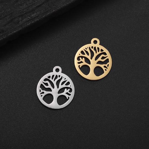 Stainless Steel Pendants, 304 Stainless Steel, Tree, Vacuum Ion Plating, DIY 