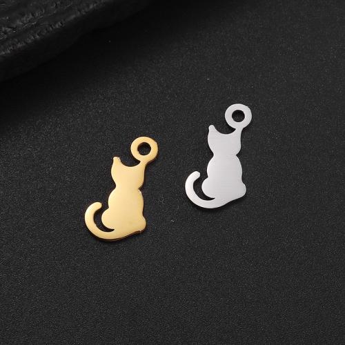 Stainless Steel Animal Pendants, 304 Stainless Steel, Cat, Vacuum Ion Plating, DIY 