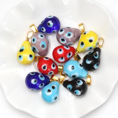 Evil Eye Lampwork Pendants, plated, DIY & evil eye pattern & enamel [