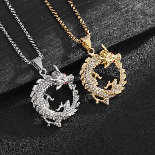 Titanium Steel Pendants, Dragon, plated & for man & with rhinestone cm [