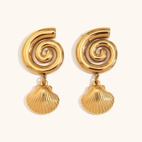 Stainless Steel Drop Earring, 304 Stainless Steel, gold color plated, fashion jewelry, golden 