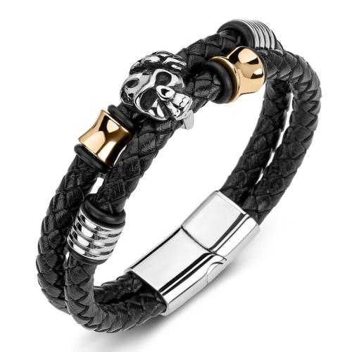 PU Leather Cord Bracelets, 304 Stainless Steel, with PU Leather, handmade, Unisex [