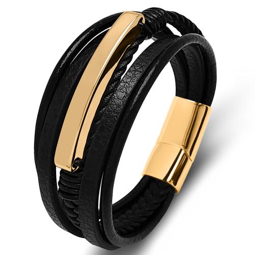 bracelet de cordon en PU , Acier inoxydable 304, avec Microfibre PU, fait à la main, unisexe & normes différentes pour le choix, plus de couleurs à choisir, Vendu par PC[