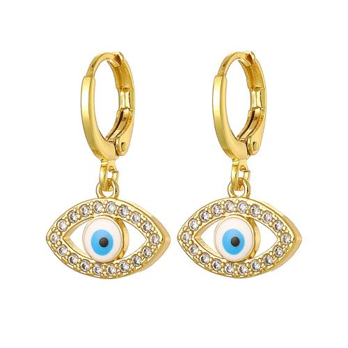 Evil Eye Earrings, Brass, plated, micro pave cubic zirconia & for woman & enamel [