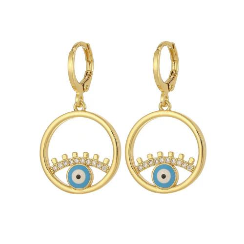 Evil Eye Earrings, Brass, plated, micro pave cubic zirconia & for woman & enamel [