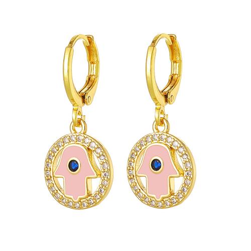 Evil Eye Earrings, Brass, plated, micro pave cubic zirconia & for woman & enamel [