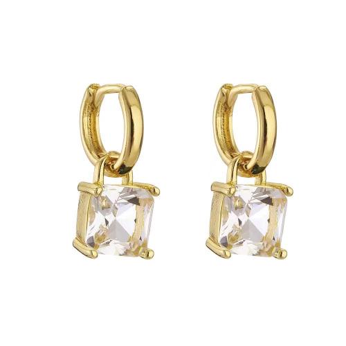 Cubic Zirconia Micro Pave Brass Earring, plated, micro pave cubic zirconia & for woman 