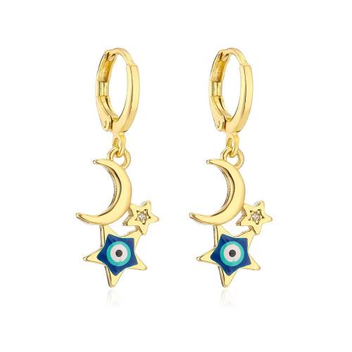 Evil Eye Earrings, Brass, plated, micro pave cubic zirconia & for woman & enamel [