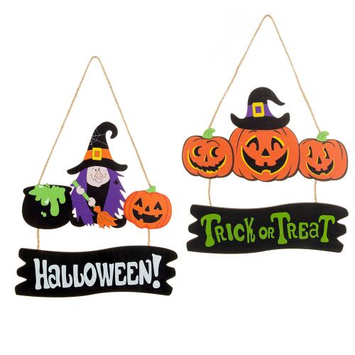 Wood Halloween Decoration Door Hanger, with Linen, Halloween Design & DIY 