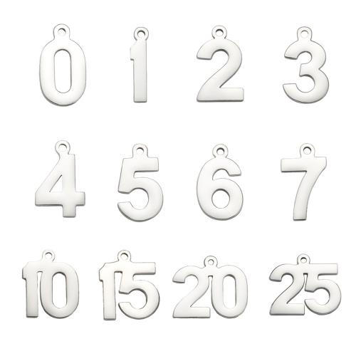 Stainless Steel Pendants, 304 Stainless Steel, Number, plated, DIY 